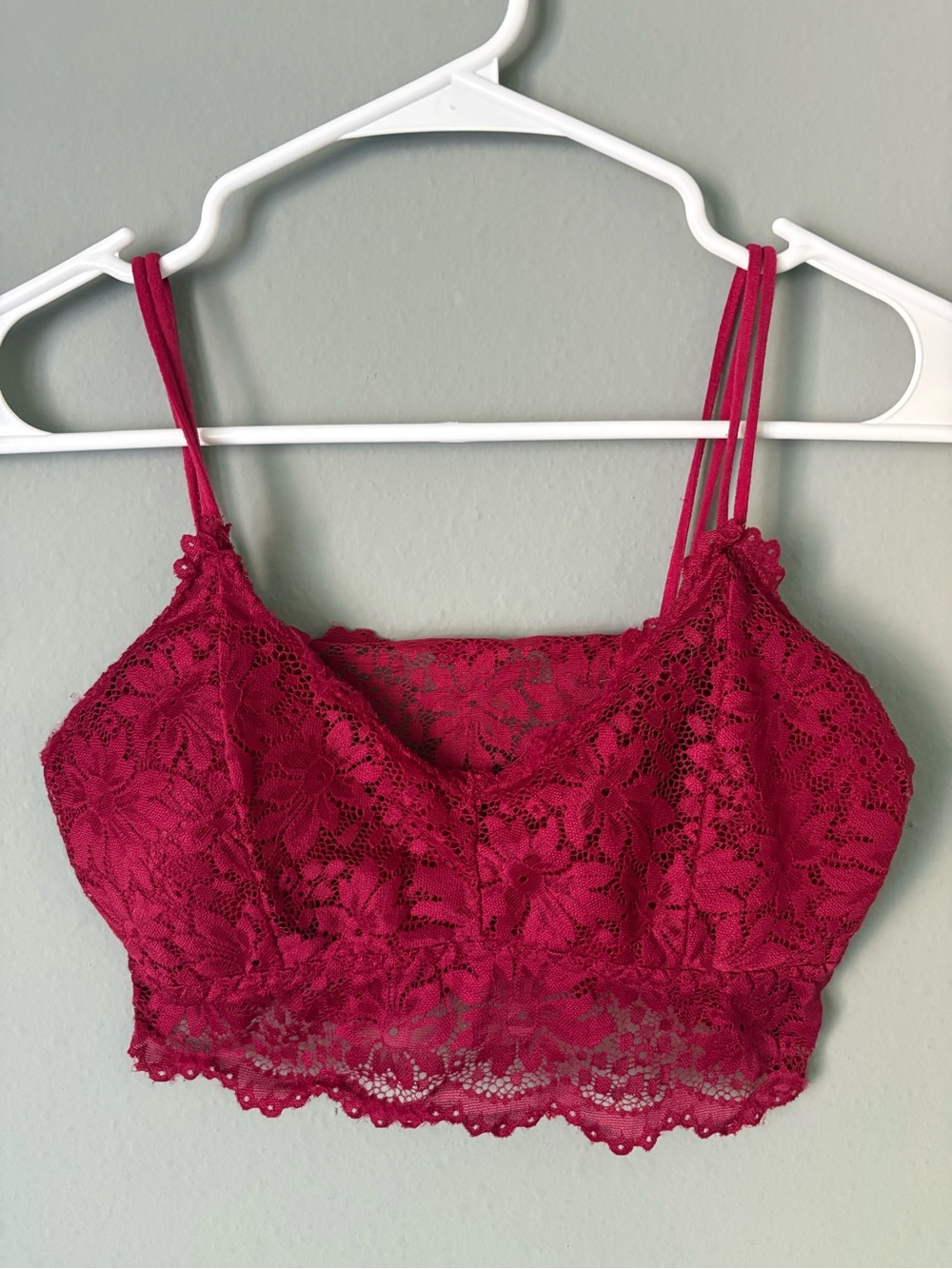 Boho Floral Lace Bralette Crop Top Maroon Burgundy Wine Red Festival Size M